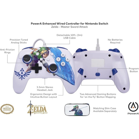 NEW Enhanced Wired Controller & Slim‎ Case for Nintendo Switch — Zelda Sword - Picture 3 of 6
